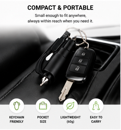 2-in-1 Car Emergency Escape Tool | Window Breaker & Seat Belt Cutter
