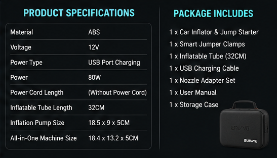 PowerJump™ 3-in-1 Car Tire Inflator & Jump Starter | Portable Air Compressor Power Bank (YS01 / YS03 / YS03H)