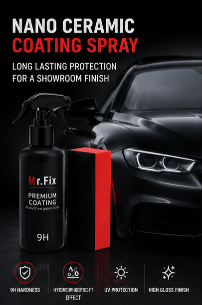 NanoShield™ 9H Nano Ceramic Coating Spray | High Gloss Hydrophobic Car Paint Protection (100ml)