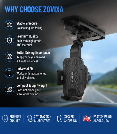 ZOVIXA™ Car Sun Visor Phone Holder – 360° Adjustable Navigation Mount for Safe Hands-Free Driving