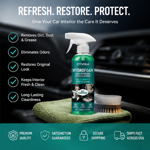 HydroFoam™ Car Interior Foam Cleaner | Multi-Surface Stain & Upholstery Cleaner (120ml)