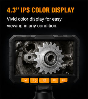 InspectPro™ 4.3" HD Industrial Endoscope Camera | 360° Steering Waterproof Inspection Camera (IP67)