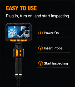 InspectPro™ 4.3" HD Industrial Endoscope Camera | 360° Steering Waterproof Inspection Camera (IP67)